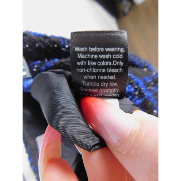 SO Goods For Life Skirt Womens 1 Blue Black Plaid Tweed Mini Zip Detail Juniors - Picture 10 of 10